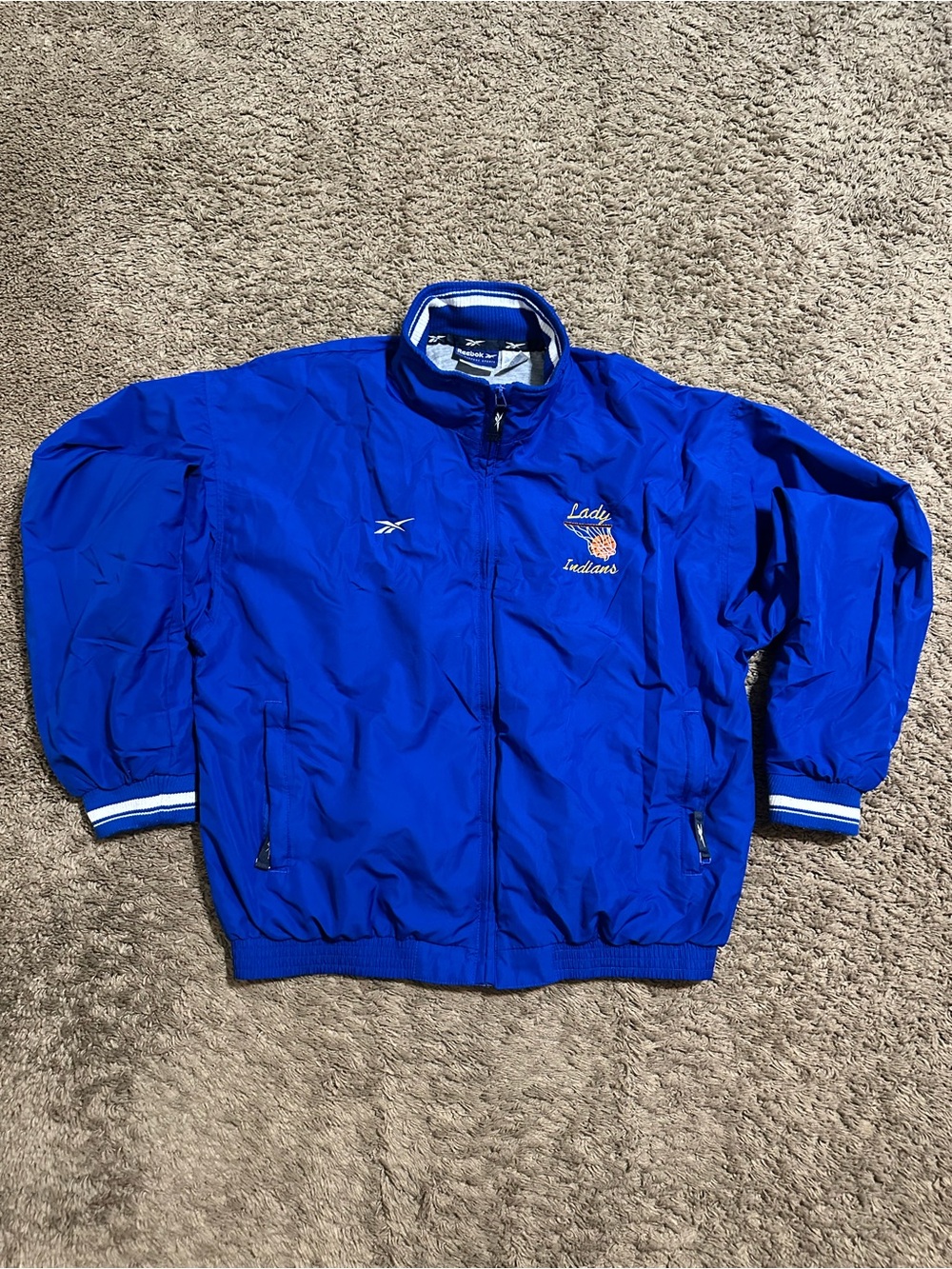 Vintage Reebok basketball “triple royal” windbreaker 90s size large
